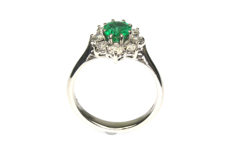 Natural Emerald and .65ctw Diamond Halo Ring