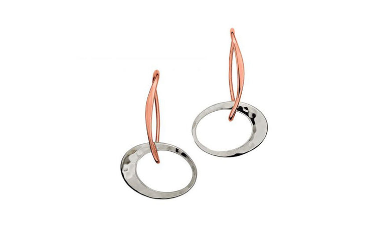 Petite Elliptical Earrings in Rose Gold and Silver